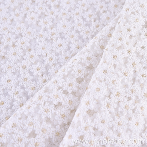 Polyester Small Flower Woven Lace Embroidery Tulle Fabric